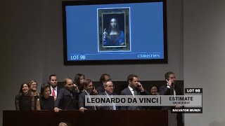 Leonardo da Vincis Salvator Mundi  2017 World Auction Record  Christies [upl. by Sabba]