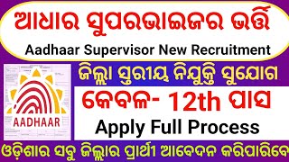 Odisha Aadhaar Supervisor Recruitment 2024  12th Pass Aadhaar Supervisor Jobs  Odisha Govt Jobs [upl. by Alo]