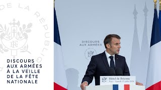 Discours du Président Emmanuel Macron en l’honneur des troupes qui défileront le 14 juillet [upl. by Zachariah]