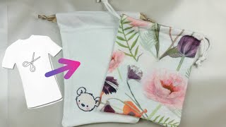 TUTORIAL SACCHETTOPOUCH BAG riciclando una VECCHIA TSHIRT [upl. by Obelia441]