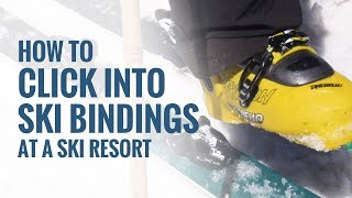 How To Click Into Ski Bindings At A Ski Resort [upl. by Eveivaneg]