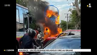 A Maurice un char a pris feu lors dune procession religieuse 6 personnes sont décédées [upl. by Aicnerolf243]