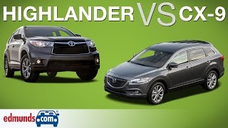 Toyota Highlander vs Mazda CX9  Edmunds ARated Crossover SUVs Face Off [upl. by Cyrano]