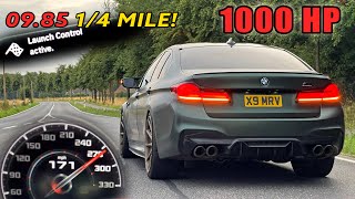 1000HP BMW M5 Competition  100200 14 mile LAUNCH CONTROL amp AKRAPOVIC SOUND [upl. by Oniskey]