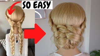 Quick easy braided bun hairstyles  how to do easy bun hair tutorial [upl. by Arek]