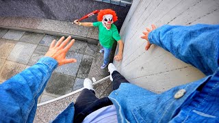 Horror Clowns VS Parkour POV  Halloween Chase V [upl. by Llewsor]