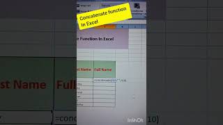 Concatenate function in Excel excel exceltips exceltutorial exceltricks computer msexcel [upl. by Leiuqeze]