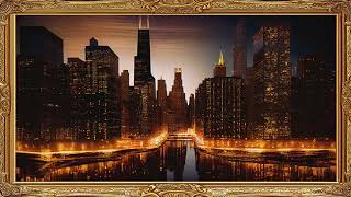 Chicago Frame TV Art Vintage Map Modern Abstract Wallpaper Framed Screensaver City Skyline Slideshow [upl. by Conway]