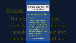 Disintegration test  DT interview QnA [upl. by Kora]