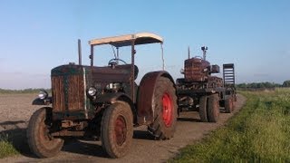 Hanomag R45 zieht schweren tieflader mit K55 im sand [upl. by Sadye629]