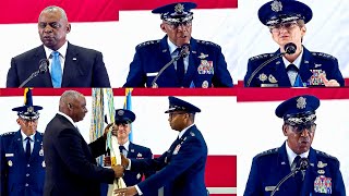 Defense Sec and Gen Brown at US Transportation Command Change of Command 2024 [upl. by Eelyma]