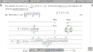 9709w22qp31 Q7a Topic 34 Differentiation A Level Mathematics [upl. by Sanalda]