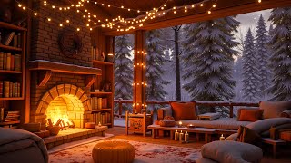 Cozy Winter Porch Ambience in Snowy Forest  Crackling Fireplace Sounds for Relaxation ❄️ [upl. by Lucilia]