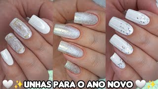 UNHAS DECORADAS PARA O ANO NOVO 🤍✨️ [upl. by Dino622]