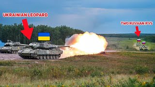 Ukrainian Leopard 2A4 Tank Shreds Russian Convoy in a Deadly Road Ambush [upl. by Becker]