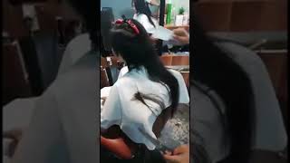 Comb over scissors haircut for ladies long hair in barbershop part 2 ladieshaircut haircut barber [upl. by Gunthar]