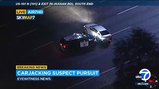 FULL CHASE CHP slams into car to end wild pursuit on 101 Freeway [upl. by Niran]