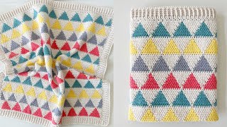 Crochet Colorful Triangles Baby Blanket [upl. by Neellok]