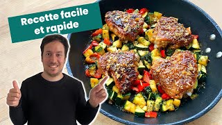 Poulet croustillant et caramélisé à lail et au miel  Recette sucréesalée facile et rapide [upl. by Eladnwahs712]