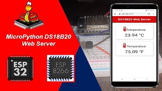 Demo MicroPython DS18B20 Web Server with ESP32 ESP8266 Weather Station [upl. by Esil]