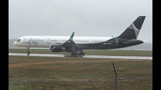 Rainy New Pacific Boeing 757200 take off YIP [upl. by Phares]