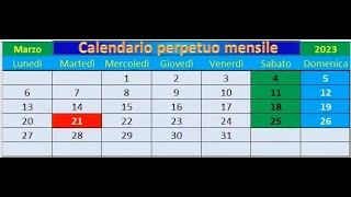 Calendario Perpetuo mensile [upl. by Bevash618]