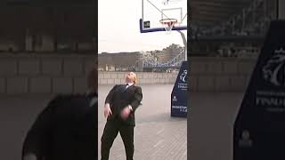 Boris Johnsons amazing basketball trick shot borisjohnson basketball memes [upl. by Drandell]