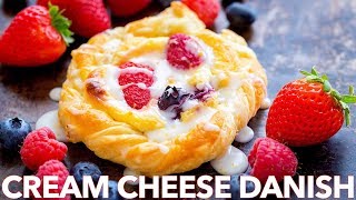 Cream Cheese Danish Pastry Recipe with Berries amp Lemon Glaze [upl. by Attlee]