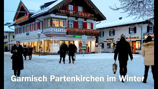 Garmisch Partenkirchen Rundgang im Winter HD walking Video 4K [upl. by Joung]