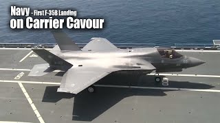 Italian F35B fighter jets operate from the ITS Cavour carrier in the Gulf of Taranto [upl. by Ennovehc]