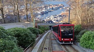 The Fløibanen  Funicular Railway in Bergen Norway  Day and Night Ride on 15amp16 November 2022 [upl. by Benoit601]