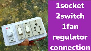 6 modular plate wireing 1socket 2switch 1fan regulator connection [upl. by Lietman527]