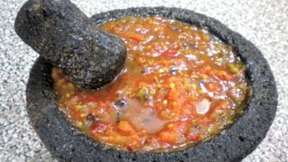 SALSA DE MOLCAJETE MARTAJADA 2  RECETA FACIL [upl. by Godrich]