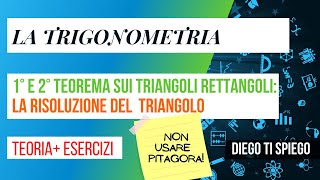 TEOREMI SUI TRIANGOLI RETTANGOLI LA RISOLUZIONE DI UN TRIANGOLO RETTANGOLO [upl. by Nahshon]