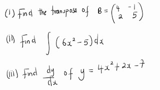 2016 G12 MATHS P1  MATRICES INTEGRATION amp DERIVATIVE [upl. by Bradshaw746]