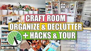 MEGA Craft Room Declutter Organization Tips AND Dollar Tree Hacks  Craft Room Tour 2024 [upl. by Coward]