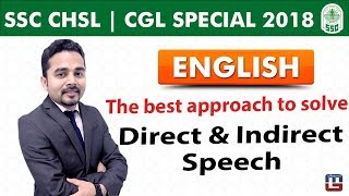 Direct amp Indirect Speech  English  SSC CHSL  CGL Special 2018  500 PM [upl. by Citarella]