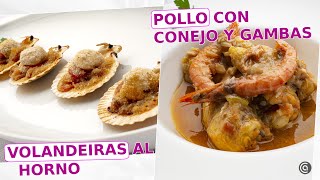 VOLANDEIRAS al horno  POLLO con CONEJO y gambas  con Karlos Arguiñano [upl. by Anir]