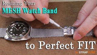 How to Adjust a Milanese Mesh Watch Band Length  Shorten a Mesh Band  Strapcode [upl. by Yrro191]