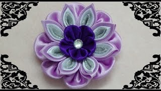 DIY kanzashi flower how to make ribbon flowerkanzashi tutorial [upl. by Edson489]