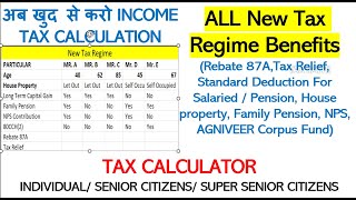 INCOME TAX CALCULATION FOR SENIOR CITIZENSUPER SENIOR CITIZENSINDIVIDUAL NEW TAX CALCULATION2024 [upl. by Siuqcram]