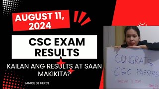 CSC EXAM RESULT AUGUST 11 2024 [upl. by Hgielsel409]