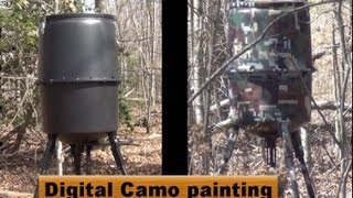 Digital camo paint on a deer feeder [upl. by Wynnie491]