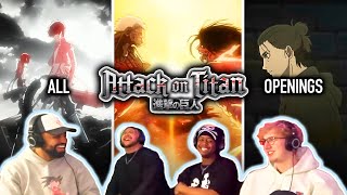 WE FINALLY DID IT Reacting To ALL Attack on Titan Openings  Tejidotcom [upl. by Niatsirhc226]