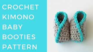 Crochet Kimono Baby Booties Pattern [upl. by Auqined]