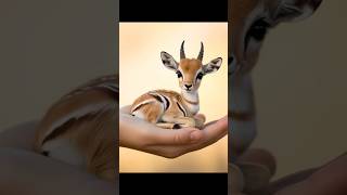 Little gazelle is playing in childrens hands gazelle shorts nature funny cute [upl. by Aisatsan]