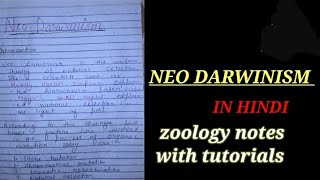 NEO DARWINISM IN HINDI neodarwanism modernsynthetictheoryofevolution geneticnotes zoologynotes [upl. by Otrebtuc]