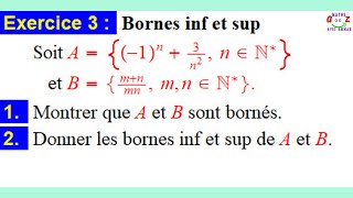 Analyse 1— Exercice 4 —Borne supérieure et borne inférieure — Nombres réels Suites [upl. by Atilehs573]