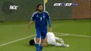 Georgios Samaras Zuti Karton  Emir Spahic Edin Dzeko Grčka  Bosna i Hercegovina [upl. by Rocray]