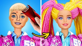 NEW AWESOME HAIRSTYLE FOR BARBIE  Rich Vs Broke Transformation Cute Tiny Crafts by 123 GO [upl. by Ostap]